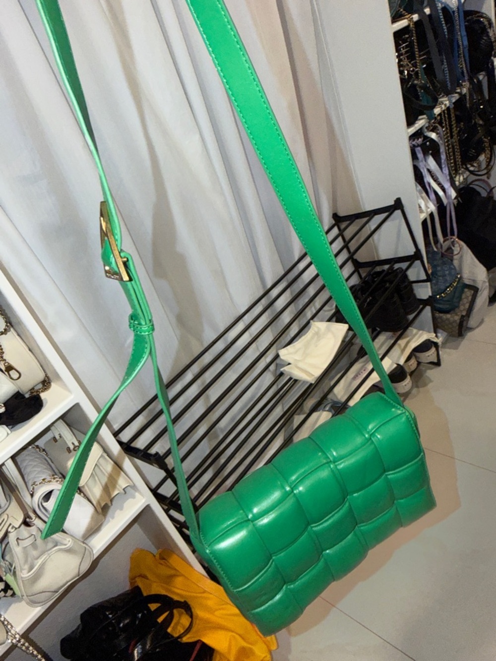 Green Quilted Shoulder Bag